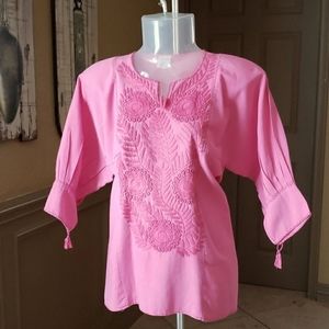 Embroidered Top, Pink